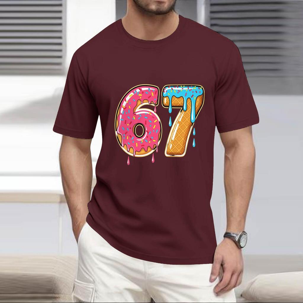 Men's Popular T-shirt Printed Round Neck Short Sleeve T-shirt