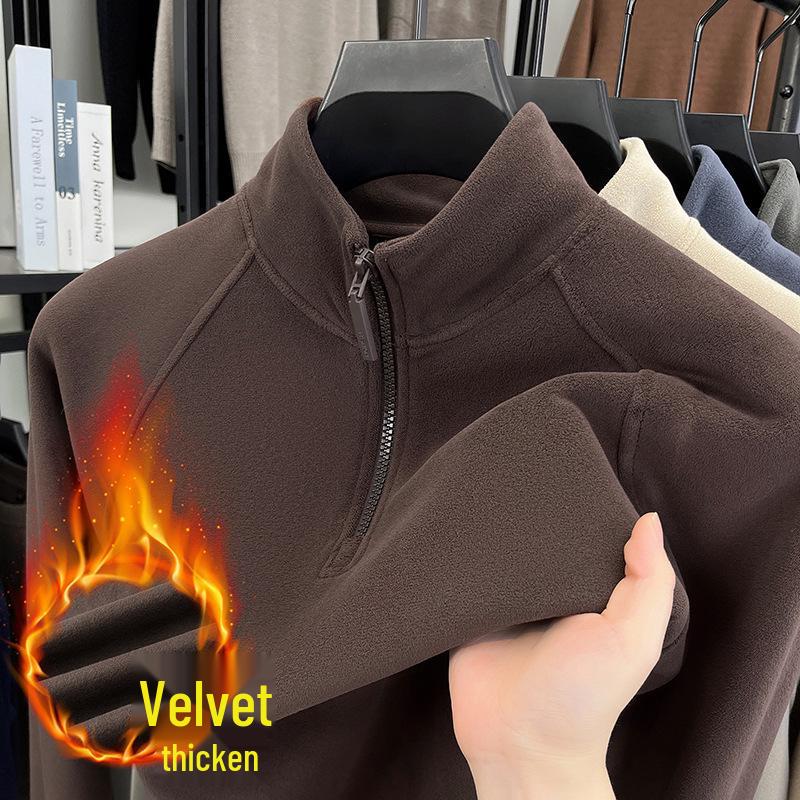 Men s Double-Sided Velvet Stand Collar Half-Zip Base Layer Shirt (2025 Model) L