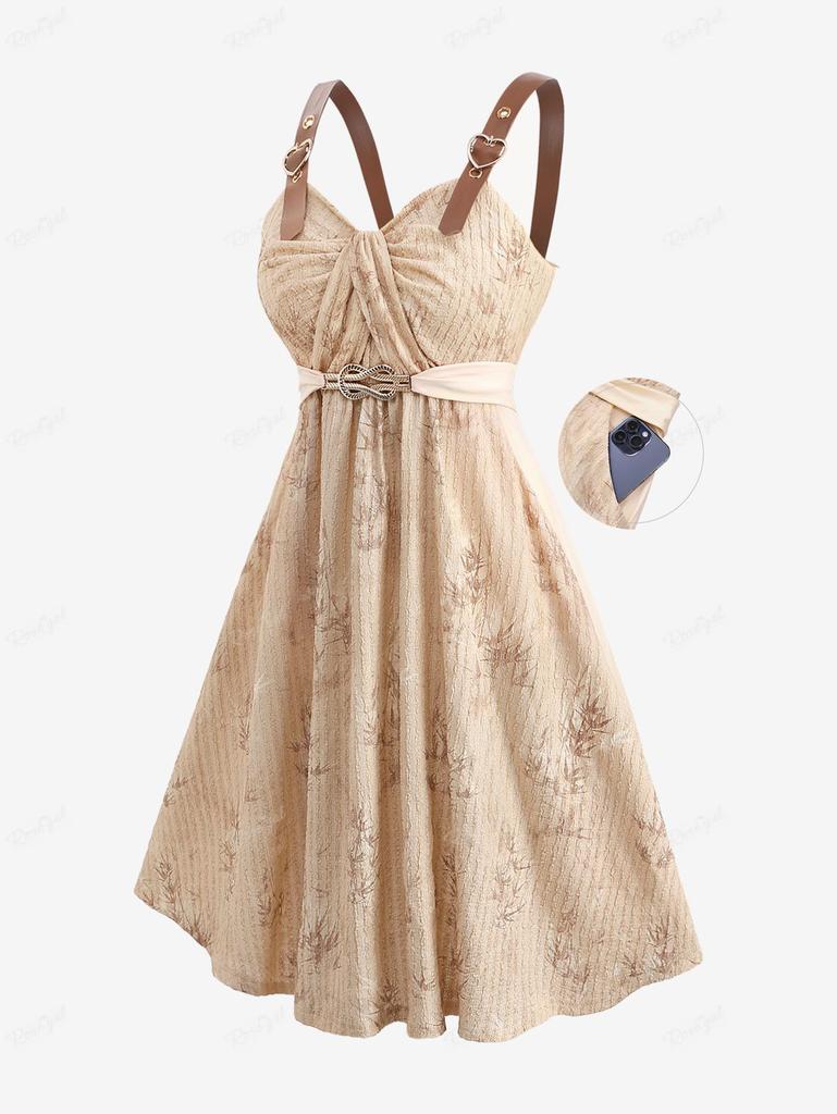 Šaty do kapsy do tílka Rosegal Plus velikosti s potiskem javorového listu