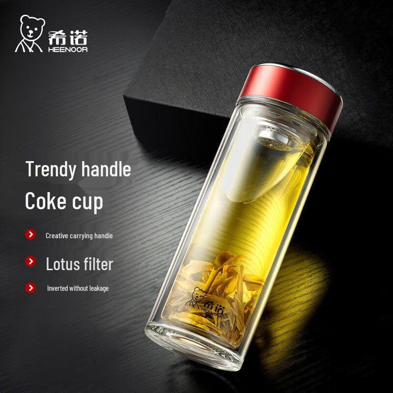 Xinuo Double-Layer Portable Borosilicate Glass Mug