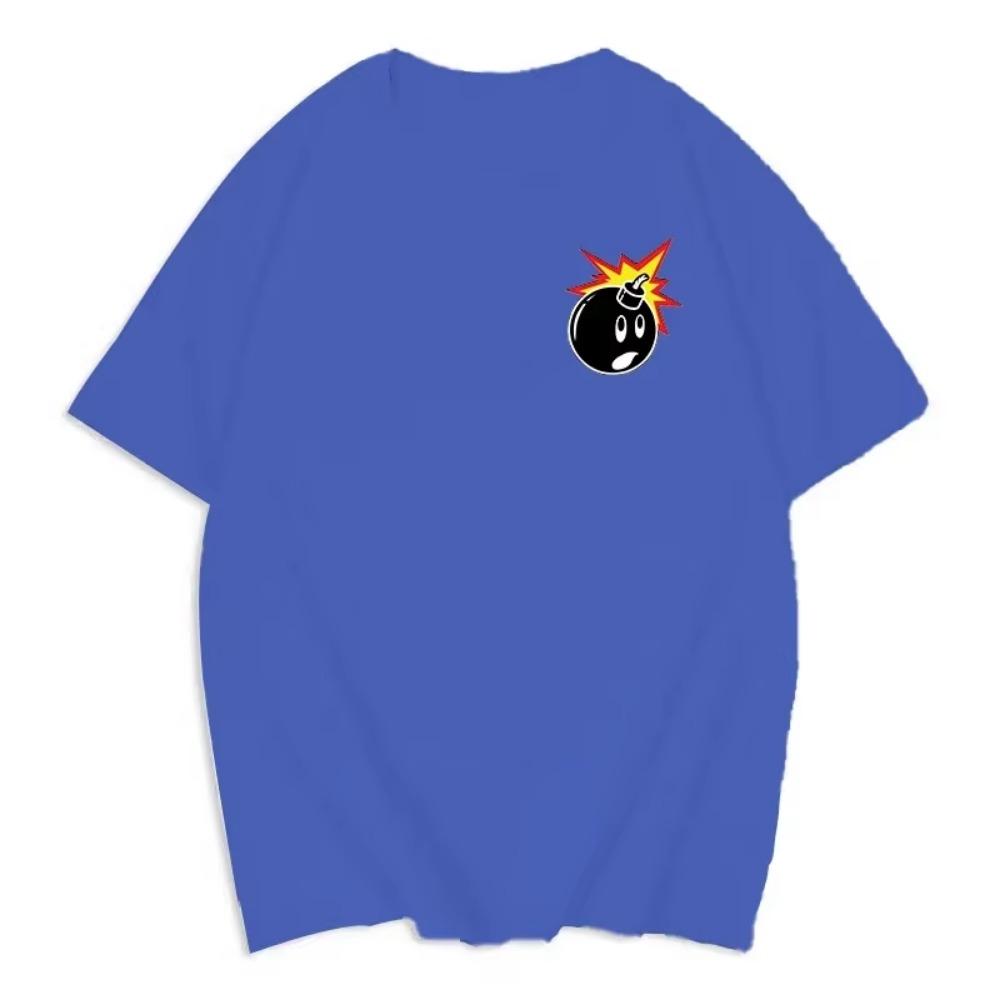 Funng Bomb Printed Cotton Men's T-Shirt Oversized Casual Street O Neck Tops Simple Fashion Men Clothing