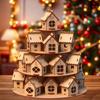 24pcs Wooden Christmas Countdown Calendar Ornaments 3D Vintage Layered House Decoration Stand Christmas Decorative Kids Gifts