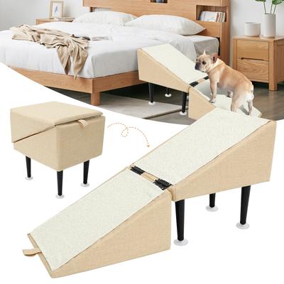 Foldable Split Ottoman Dog Ramp Seat Puppy Stairs Ladder Dogs Ramp Stool Security Cat Dog Steps for Climbing Couch Sofa Bed Car