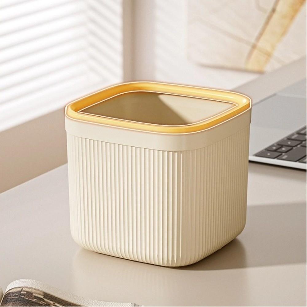 Press Type Mini Trash Can Quiet Close Desk Storage Box Durable Desktop Bin  Home