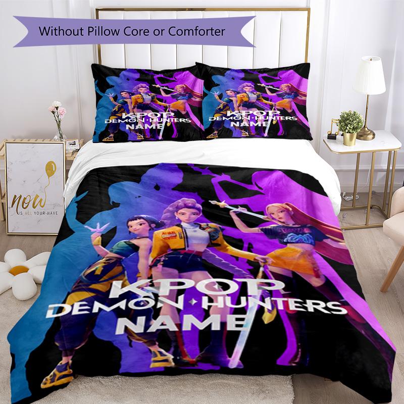 Cacciatori di Demoni Kpop Personalizza il tuo nome Set Biancheria da Letto Copripiumino Traspirante con Federe Decorazione per la Casa Regalo di Compleanno