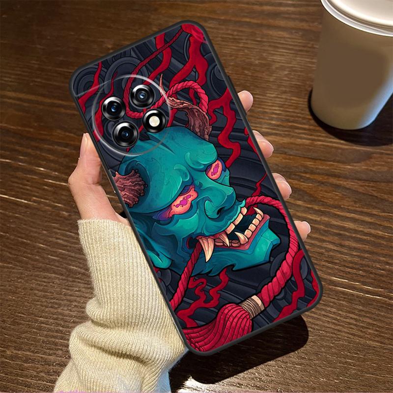 Japanese Oni Hannya Demon Mask Case For OnePlus 13T 10T 8T 10R 13R 15 R 13 12 11 9 10 Pro Nord CE 5 2 3 4 Lite N20 N30 Cover