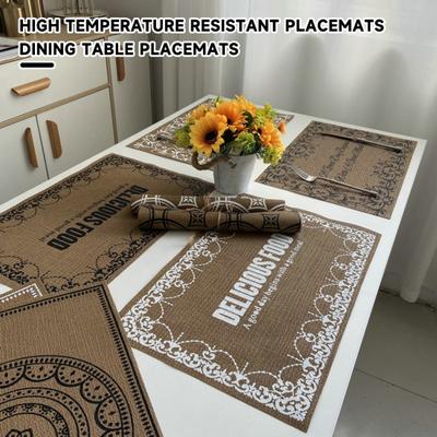 Vintage Placemat Isıya Dayanıklı kaymaz PVC Isı Yalıtımı Dikdörtgen yemek masası Koruma Dekorasyon Pedi Mutfak Malzemeleri