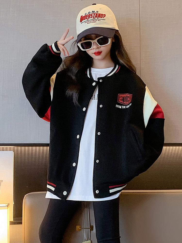 Girls' Fashionable Baseball Jacket - Autumn 2025 Collection: Stylish Children's Spring/Autumn Outerwear for Big Kids