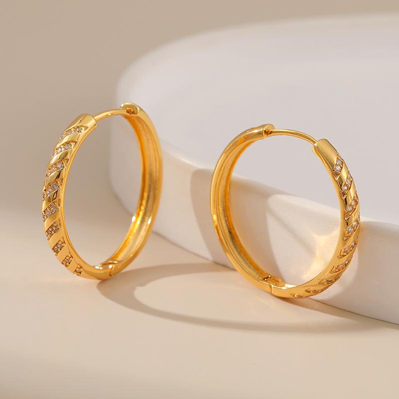 Classic Minimalist Plain Circle Zircon Earrings Versatile Business Chic Jewelry For Women
