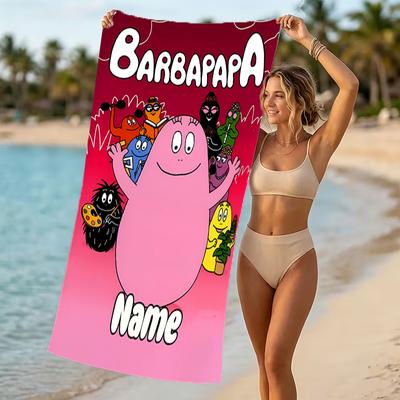 Customizable Personalized Beach Towels Barbapapa Themed designs.Suitable for the Beach, Yoga, Sports;ideal As Beach Accessories