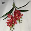 One Artificial Cymbidium Orchid Branch Two Forks 3D Print Latex Phaenopsis Flower