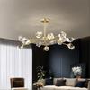 Nordic All-copper Molecular Long Crystal Chandelier Light Luxury Creative Post-modern Atmosphere Living Room LED Pendant Lights