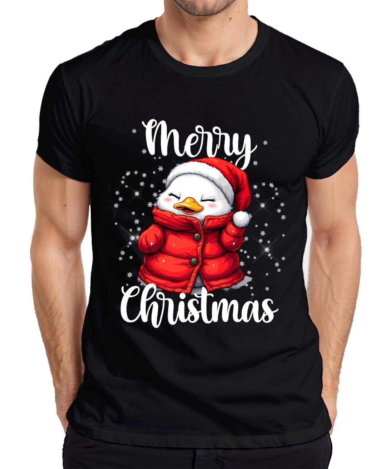 Merry Christmas niedlich Ente Weihnachtsmütze Winter Kinder Santa Herren T-Shirt XL
