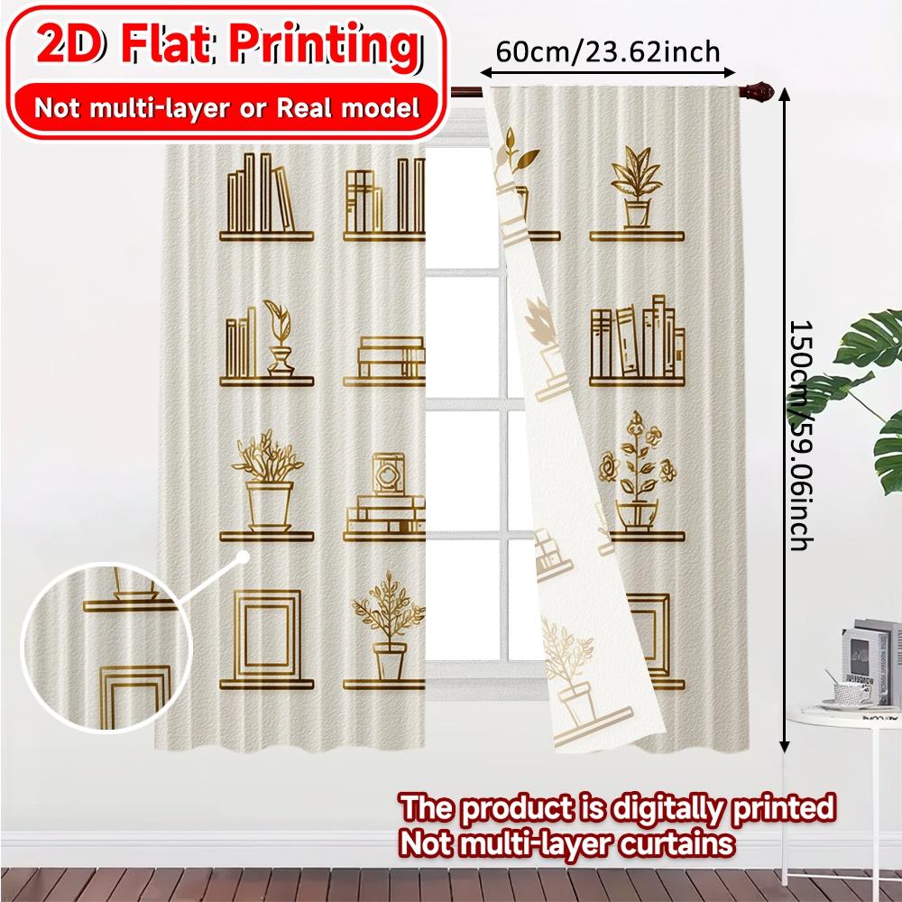 2D Flat Printing  2pcs Curated Shelf Popular Curtains Versatile Durable Polyester Curtains Outdoor Decorations for