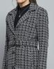 MONTE CARLO Womens Self Design Black Notch Lapel Full Sleeve Coat