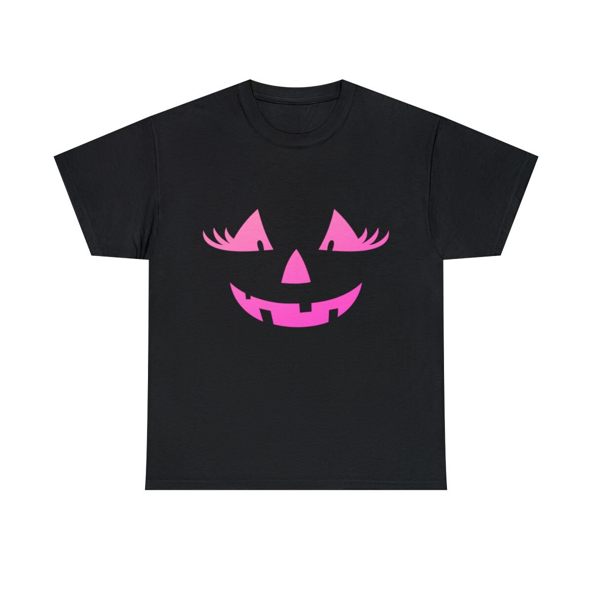 Cute Pink Pumpkin Jack O Lantern Halloween Graphic Tee Shirt XXXL