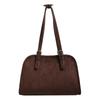 Vegetable-tanned suede bowling bag, vintage suede shoulder tote bag, large-capacity commuter handbag, crossbody bag for women