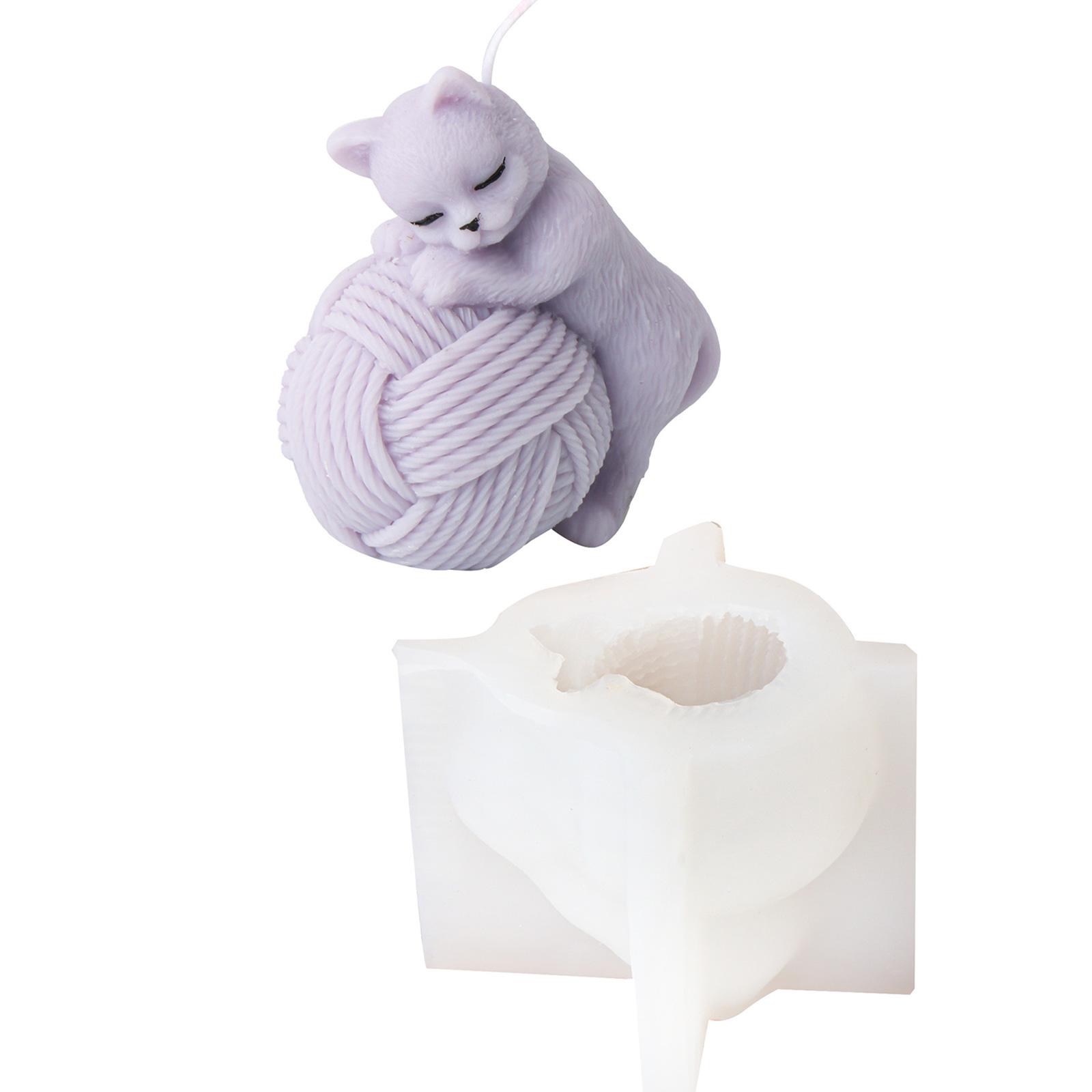 

Модная симпатичная кошачья вязаная шарообразная прочная силиконовая форма для свечей для любителей рукоделия и домашнего декора 3