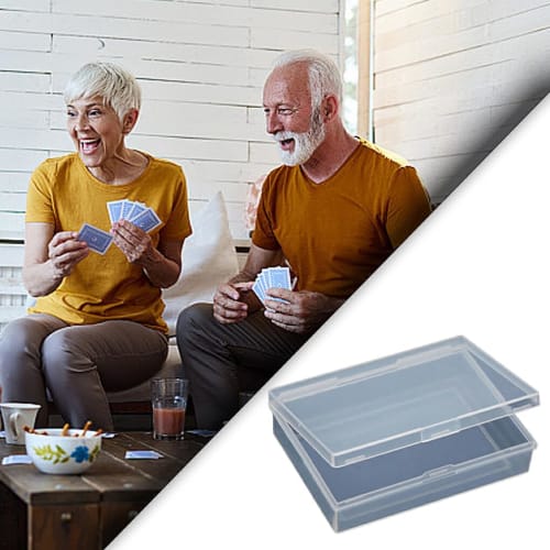 QUHSSHIK 2 Sets of ABS Playing Card Cases, Keeps Playing Cards Organized and Secure, Transparent Deck Cases, As Shown