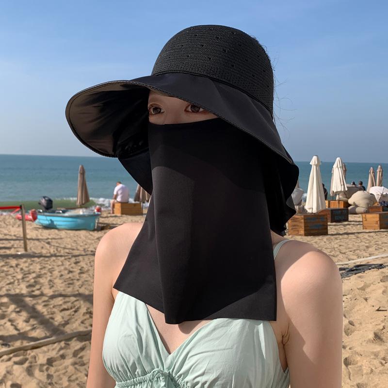 

Летняя солнцезащитная шляпа от солнца женская шляпа с полым полупустым верхом шляпа с большими полями летняя защита от УФ-лучей для путешествий на открытом воздухе защита шеи Average size