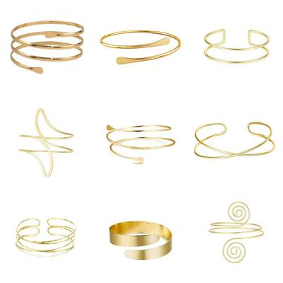 Simple Geometric Multi-layer Adjustable Open Armlet Bangle