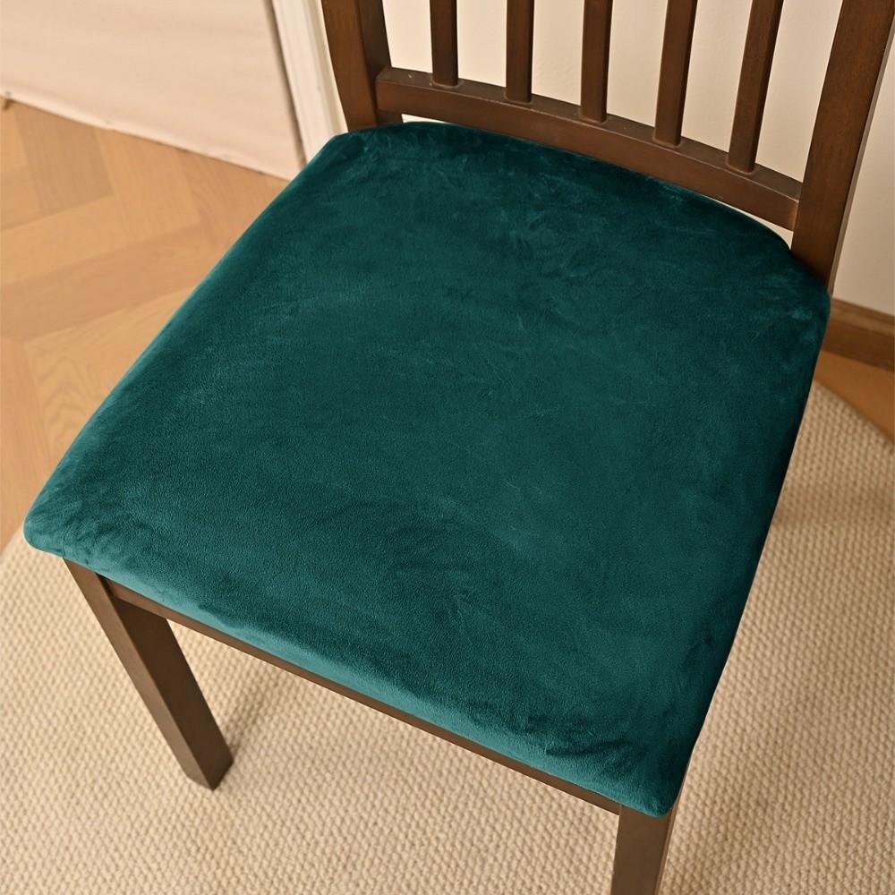 

Velvet Dining Chair Cover Soft Anti-slip Chair Cushion Cover Dust-proof Elastic Chairs Protector Slipcover зелёный