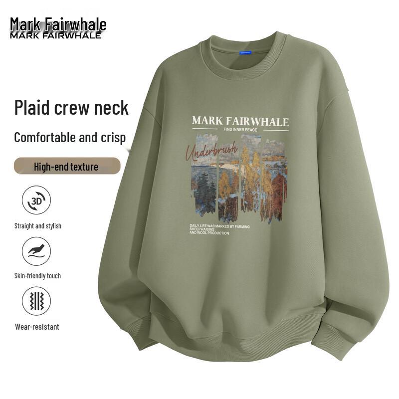 MARK FAIRWHALE Men's 2025 Trendy Loose Fit Round Neck Sweatshirt