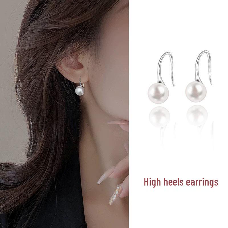 Beixi S925 Sterling Silver Pearl Ear Hook Earrings: Trendy, Elegant, High-End Atmosphere for Women