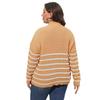 Women's Pullover Sweater Plus Size Women's Clothing Striped Patchwork Half Turtleneck Zipper Heart Knitted Sweater