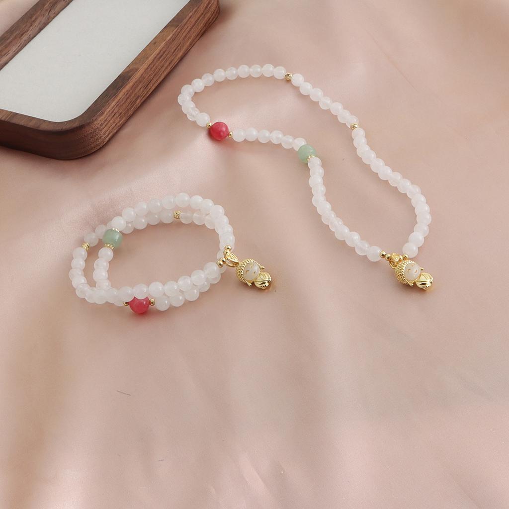 Bracelet Natural Shoushan Stone Tianshan Green Lotus Pod Safety Buckle Crystal Bracelet Double Layer Dopamine