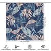 Modern Tropical Blue Pink Feather Shower Curtain for Bathroom Decor Navy Floral Pattern Waterproof Fabric Size180x245cm (70x96
