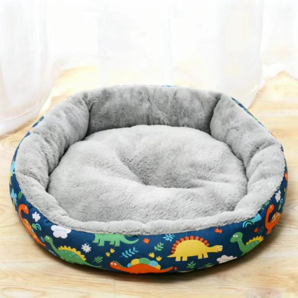 Cute Printed Cat Nest, Round Enclosed Warm Pet Nest, Suitable for All Seasons, Small Dog Nest