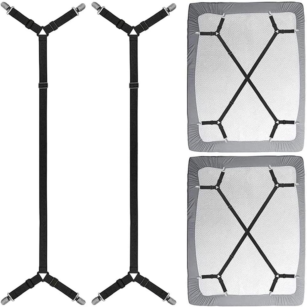 2/4PC Adjustable Elastic Bed Sheet Clips|Prevents Sliding and Movement|Ideal for Beds,Sofas,and Tablecloths, Bedding Accessories