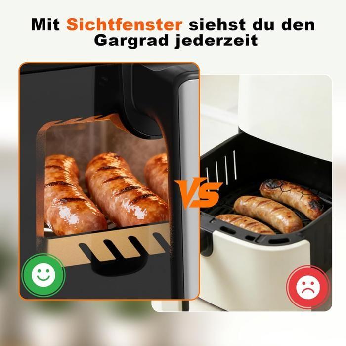 Friteuse à air chaud - NETTLIFE - 2 compartiments 10 L (5+5 L) - SYNC & DUAL double zone - Écran tactile - 2200 W