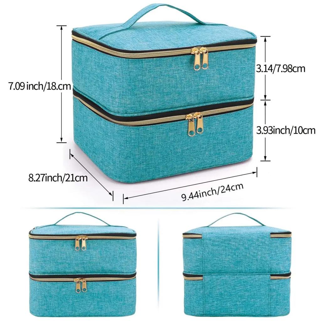 Nail Polish Organizer Handheld Double Layer CosmeticOrganizer Tote Bag For Girls And Women Nail Art, EssentialOil, Cosmetic Set