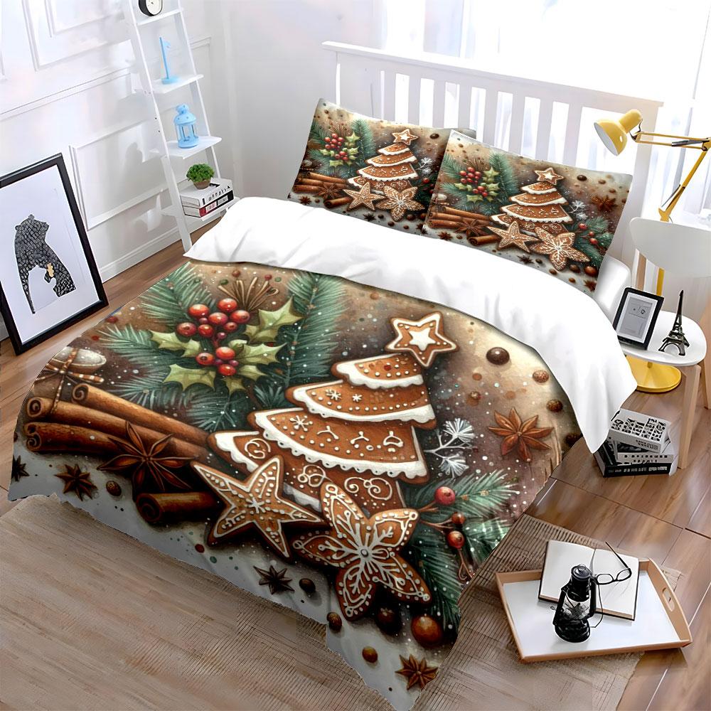 Gingerbread, Holly, Cinnamon Sticks. Bedding Sets Duvet Cover Sets Duvet Covers Pillowcases(1*Duvet Cover 2*Pillowcases Without Duvet Insert)