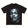 Men'S Black Hip-Hop Graphic T-Shirt Soft Retro Rapper Tee with Bold Red Dreadlock Design Machine Streetwear Shirt for Concert...