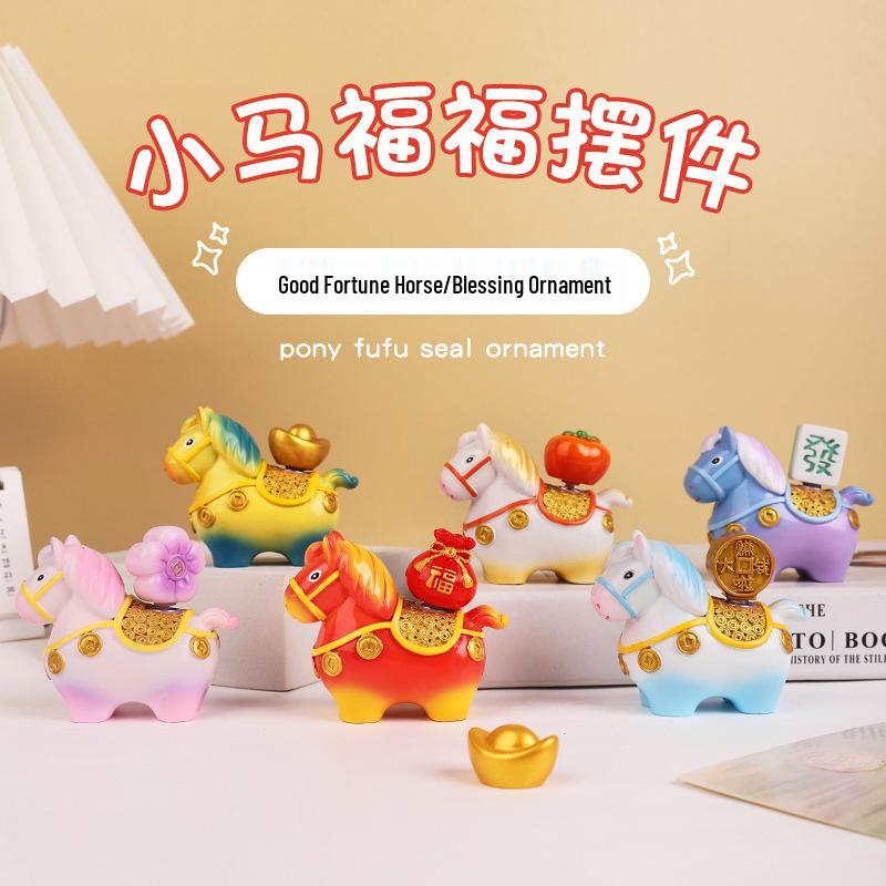 Xianci Year of the Horse Wealth Figurine - Luoyang Cultural Souvenir for Office or Desktop