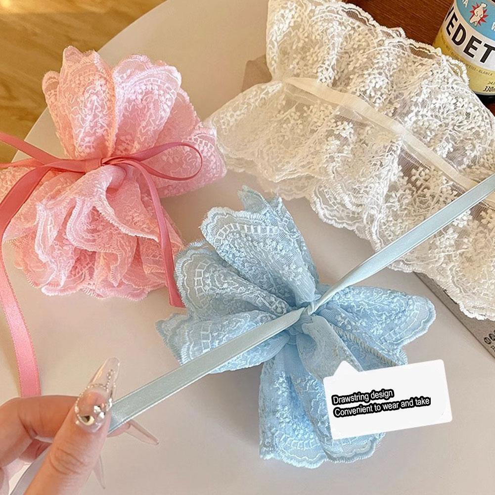 Adjustable Embroidery Lace Double Layered Headband Hair Headband Ribbon Movable Floral Headband M4A0