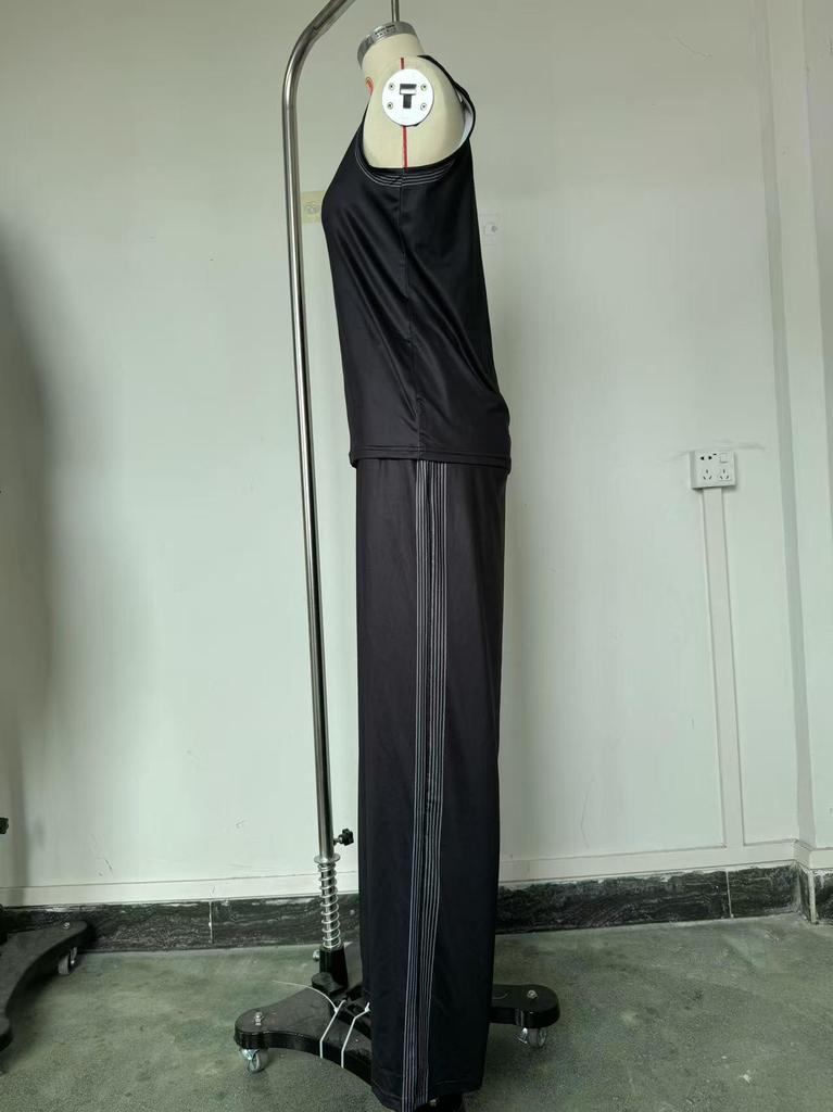 Damen V-Ausschnitt Weste & Weite Hosen Zweiteiliges Set