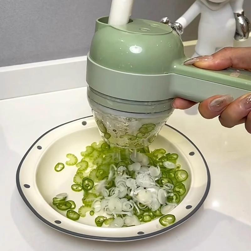 Multifunctional Vegetable Cutter, Chopping Chili Rings, Scallion, Cutting Ginger and Garlic Slices, Vegetable Cutter, Electric Garlic Puree Artifact