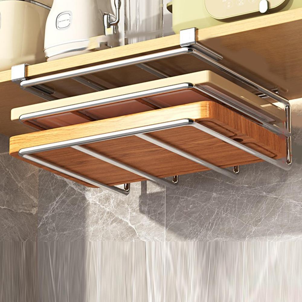 Non-punching Cutting Board Hanging Rack Under Cabinet Storage Shelf  Kitchen Placement Storage Rack
