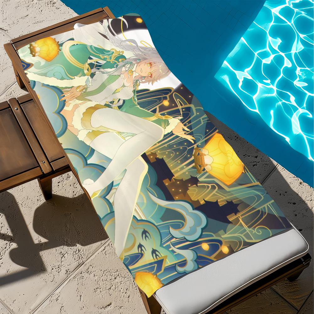 

Genshin Impact Zibai Towel Beach Quick Dry Soft Pool Towels Gift for Travel Gym Shower Camping sports W30*H60(CM)
