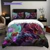 Cyberpunk Warrior Neon Storm Three-piece set (1 * duvet cover + 2 * pillowcase, without core) 2D Flat Bedding set Soft and comfortable