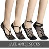 Antibacterial Non-Slip Black Mesh Boat Socks for Women