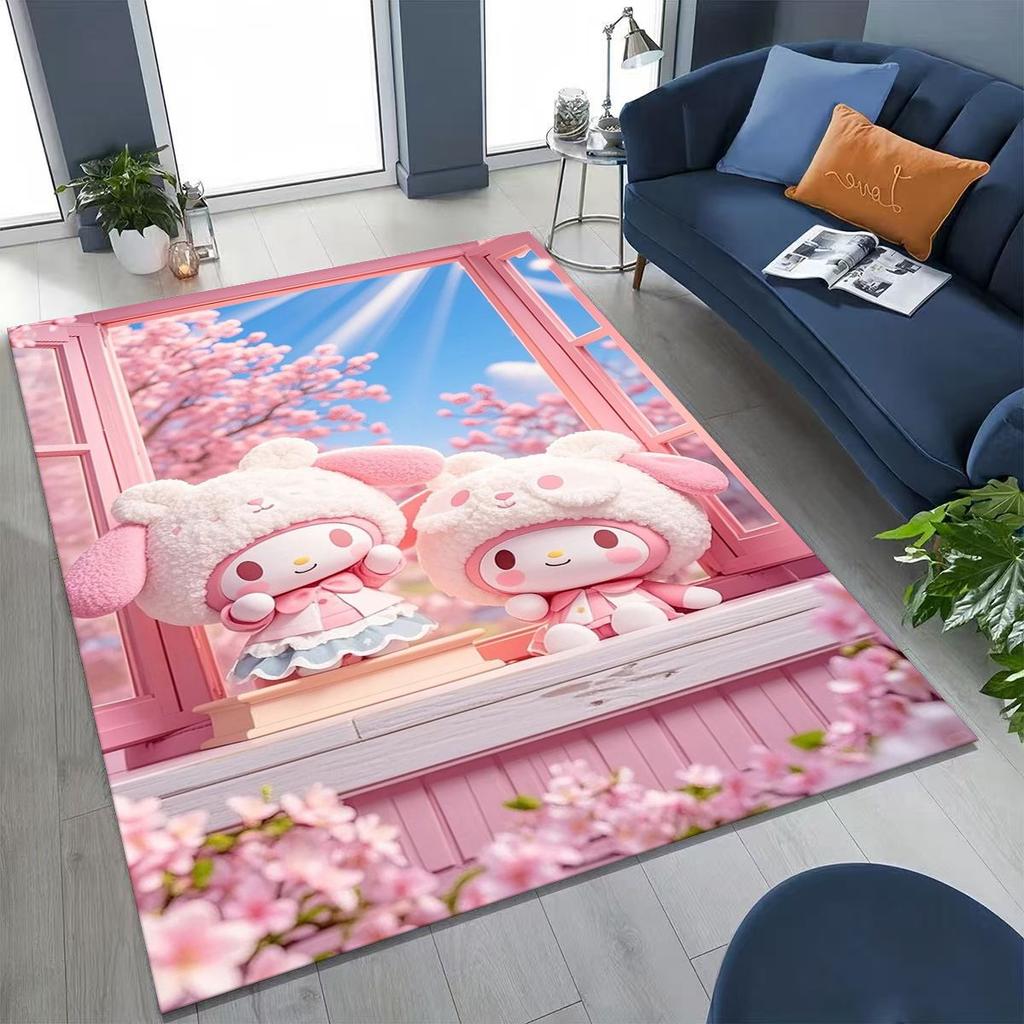 27 Style Cute My Melody Sanrio Rug for Bedroom Living Room Sofa Home Doormat Decor, Large Kids Play Non-slip Floor Mat Gift