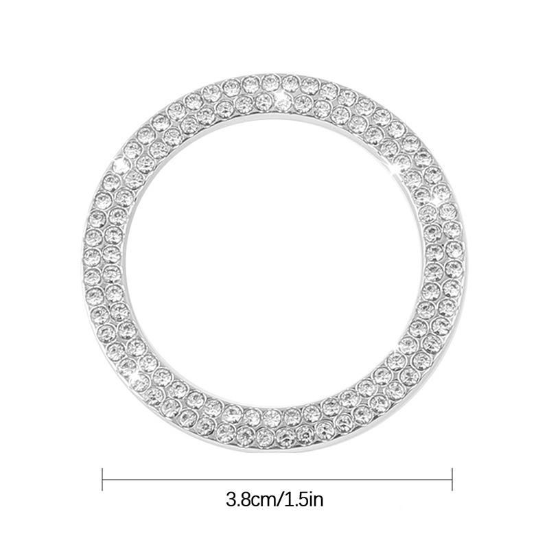 Car One-Click Engine Start Stop Switch Button Cover Double Crystal Rhinestone Sticker Ignition Start Switch Protector Ring