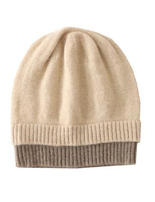 Aecsoc 100% Cashmere Beret, One Size Fits All, Knit Cap for Men and Women, QPS801 (Beige)