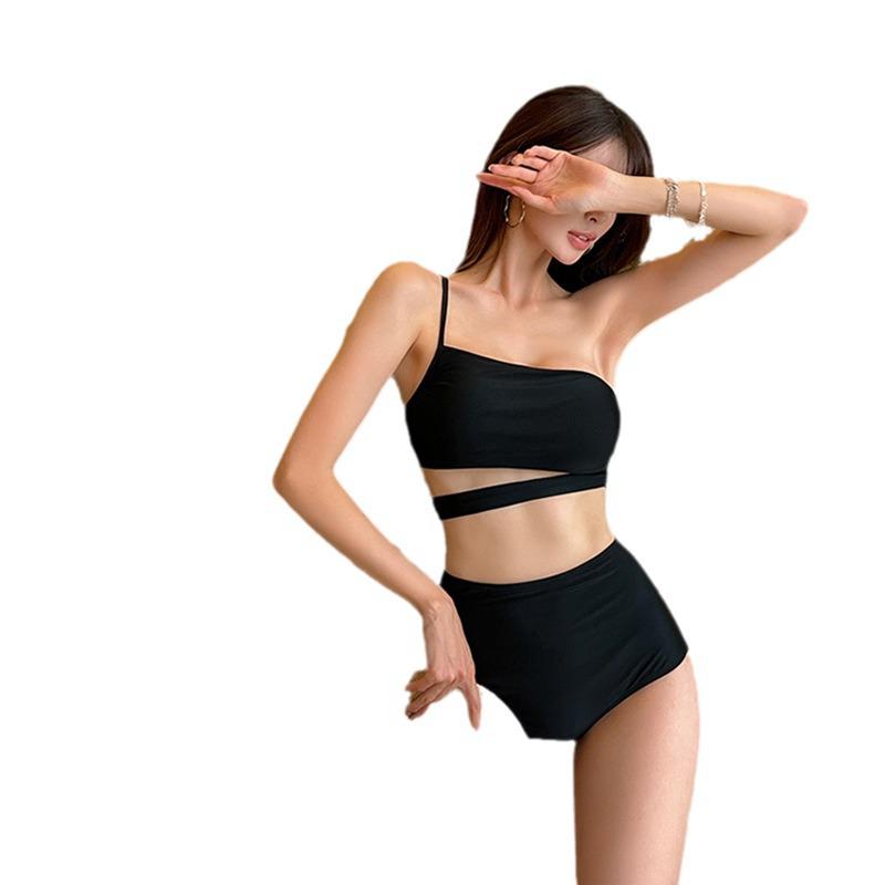 Korean Dongdaemun Retro Minimalist High-Waisted Slimming Women's Swimsuit