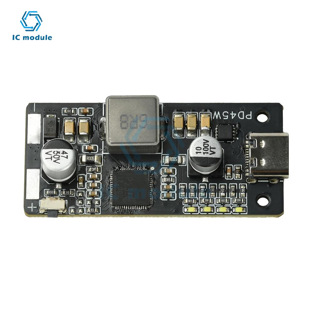 2-6S PD45W Fast Charge Discharge Module QC3.0+ Type-C Output for Li-ion/LiFePO4 Battery Universal Power Bank Board